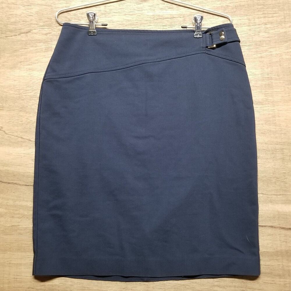 Alfani Skirt Womens Size 6, Navy Blue, Pencil Cotton Blend Career Basics